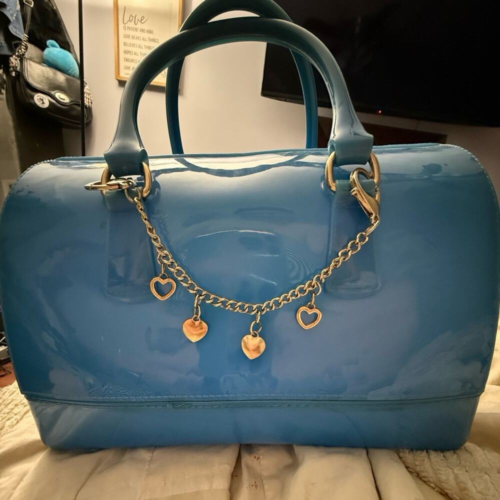 Turquoise Vintage Candy Jelly Bowling Boston Top Handbag